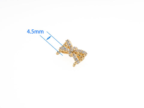 Bow Tie Necklace Connector Charm,Gold Bow Tie CZ Connector Charm,Pave Bow Tie  For Jewelry Making,CNG020