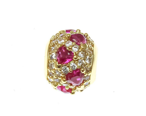 18k Gold Spacer With Ruby CZ, Gold Statement Piece Spacer, Super Sparkly Finish, Pave Spacer, SPG108