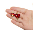 Puff Heart Charm For Valentine's Day,Shiny Puff Red Heart Charm For Jewelry Making,Gold And Red Valentine's Day Heart Charm ,CPG1737-1738