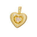Gold Puff Heart Charm,Puff Heart Charm With CZ,Heart Charm For Jewelry Making,Fluted Heart Charm,Ribbed Puff Heart Pendant,CPG2460