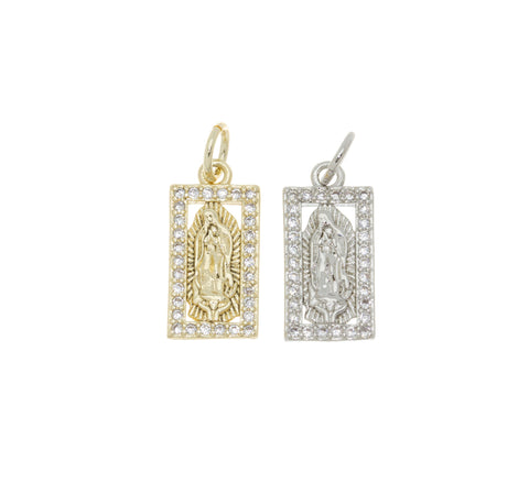 Guadalupe Dainty Gold Charm,Silver Virgin Mary Charm,Guadalupe Gold Or Silver Charm,Tiny Religious Charm,1 pc or 10 pcs,CPG284-CPS284
