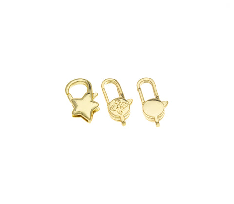 Gold Lobster Enhancer Clasp,Lobster Claw Clasp,Gold Floral Clasp,Dainty Star Clasp,Round Disc Clasp.