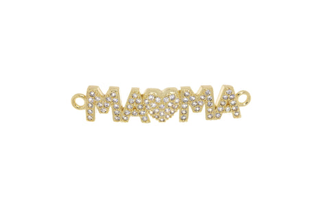 Mama Heart Connector Charm For Bracelet,Monogram Mama With Heart Connector Bracelet Charm,Gold Mama Bracelet Charm,CNG051