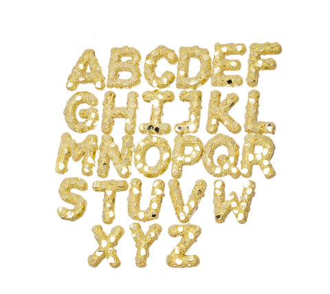 Golden Nugget Alphabet Slider Charms,Bubble Initial Charm,Textured Nugget Large Initial Charm,Birthday Balloon Letter Charm,CPG2468