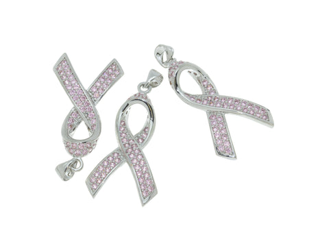 Breast Cancer Awareness  Ribbon Pendant Charm,Pink Ribbon Charm,CPS269