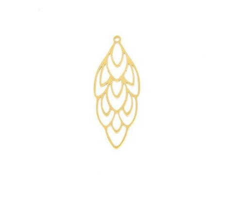 Water Proof, Tarnish Proof Gold Feather Charm, Boho Chic, Perfect for Necklace and layering, Great for Earrings SSPG016