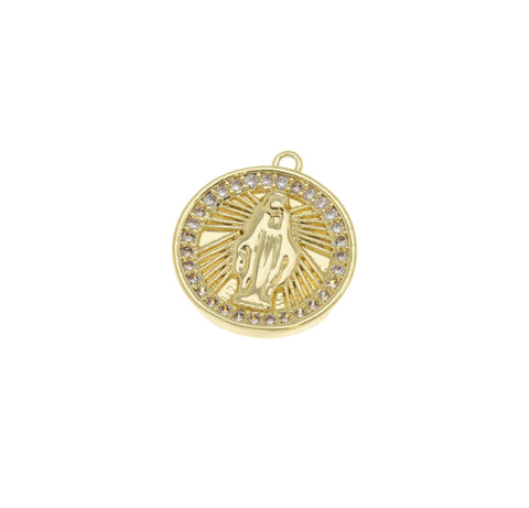 Gold Virgin Mary Charm,Virgin Mary Pave CZ Pendant,Christian Jewelry Charms,CPG716