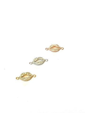 Dainty cz pave set lip connector