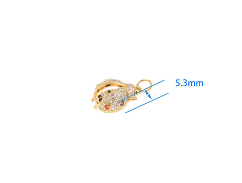 18k Gold Ladybug Gold Pave Charm, CZ Ladybug Colorful Charm, Ladybug Charm For Necklace Or Earrings, CPG1588