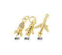 Gold Airplane Charm, Small Gold Rocket And Airplane,Charms For Jewelry Making,Necklace,Bracelet,Earrings CPG771-CPG2185-CPG2191