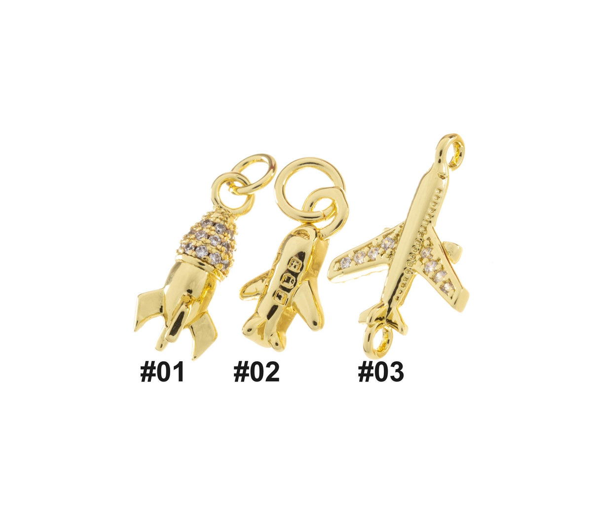 Gold Airplane Charm, Small Gold Rocket And Airplane,Charms For Jewelry Making,Necklace,Bracelet,Earrings CPG771-CPG2185-CPG2191