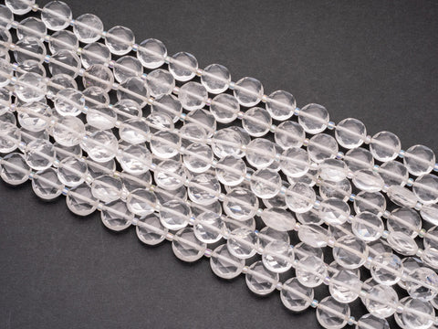 AA Natural Quartz Star Cut Disc Beads, 12mm disc, Natural Quartz beads, Natural Crystal Stone, Full Strand, DS019