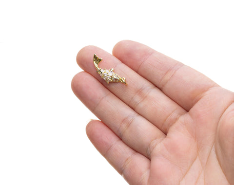 Gold Or Silver Pave Whale Charm,Whale Charm For Necklace Or Earrings,Gold Sealife Lovers Charm,Nautical Charm,CPG-CPS1009