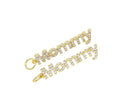 Mommy Monogram Vertical Charm,Word Mom Charm For Mothers Day,Mommy CZ Pave Charm,Gold Mommy Pedant With  Cubic Zirconia,CPG693