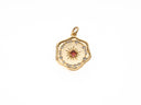 Gold Starburst Celestial Charm, Pink CZ or Clear CZ center stone, Galaxy Starburst Charm, Celestial cz jewelry, CPG2092
