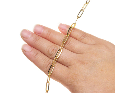 14K Gold Paperclip Chain,Paperclip Chain For Jewelry Making,Paperclip Chain For Necklace Bracelet And Anklet,CHG0096