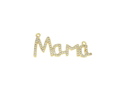 Mama Monogram Necklace Charm,Mama Word Monogram Connector Charm For Necklace,Mother’s Day Gift,Mama Pave CZ Monogram,CNG049