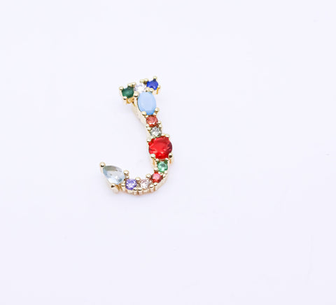 Rainbow color cz letter G-L Pendant, Rainbow Initial Pendant, 1 pc, 5 pcs, or 1 set, WHOLESALE