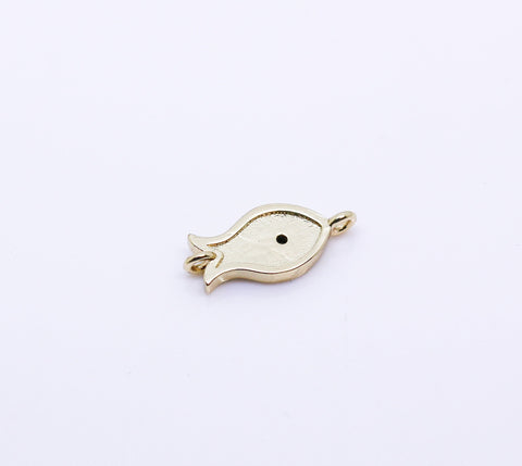 Gold or Silver Turq Blue Fish Connector, 1 pc or 10 pcs WHOLESALE CNG035