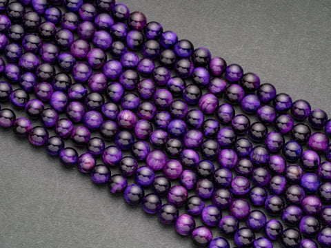 Purple Tiger eye Round Beads, 6mm, 8mm, 10mm, full strand, Protection, Courage and Strength 6R014, 8R19, 10R12