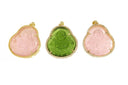 18K Gold Pink or Green Buddha Charms, Micropavé CZ Buddhist Pendant, Buddha Pendant Green or Pink for DIY Jewelry Making Supply