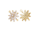 Gold Flower Connector Charm,CZ Flower Connector Charm For Bracelet,Flower Charm For Jewelry Making,Double Ring Flower Connector Charm,CNG629