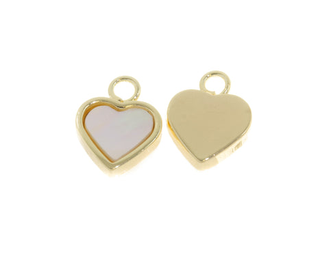 Tiny Gold Heart Charm With White Mother Of Pearl,MOP Heart Charm,Gold Shell Heart Pendant,Heart Pendant For Necklace,CPG710