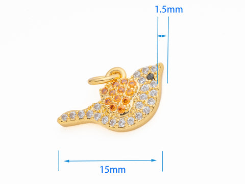 Gold Dove cz Charm, Peace Symbol Jewelry, Dove Sparkly bird charm, dove jewelry for love ones, 15mm, CPG2005