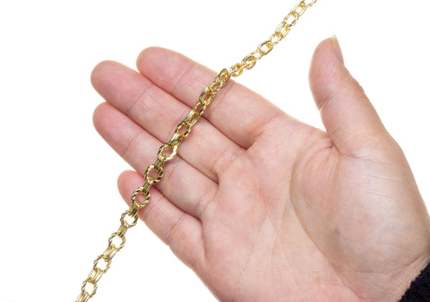 Gold Oval Link Chain,Oval Rope Link Chain For Jewelry Making,Oval Chain For Necklace And Bracelet,Alternating Oval Chain,CHG097