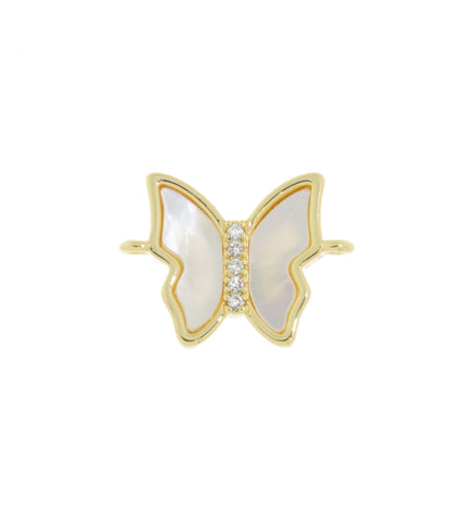 Butterfly Connector Charm,Gold Inlay MOP Butterfly CZ Connector Charm,Pave Butterfly Connector For Jewelry Making,CNG010
