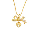Gold Ribbon Bow Tie Heart Charm,Bow Tie CZ Gold Charm,Ribbon Bow Tie Heart Charm For Necklace Or Earrings,CZ Bow Tie Heart Charm,CPG2520