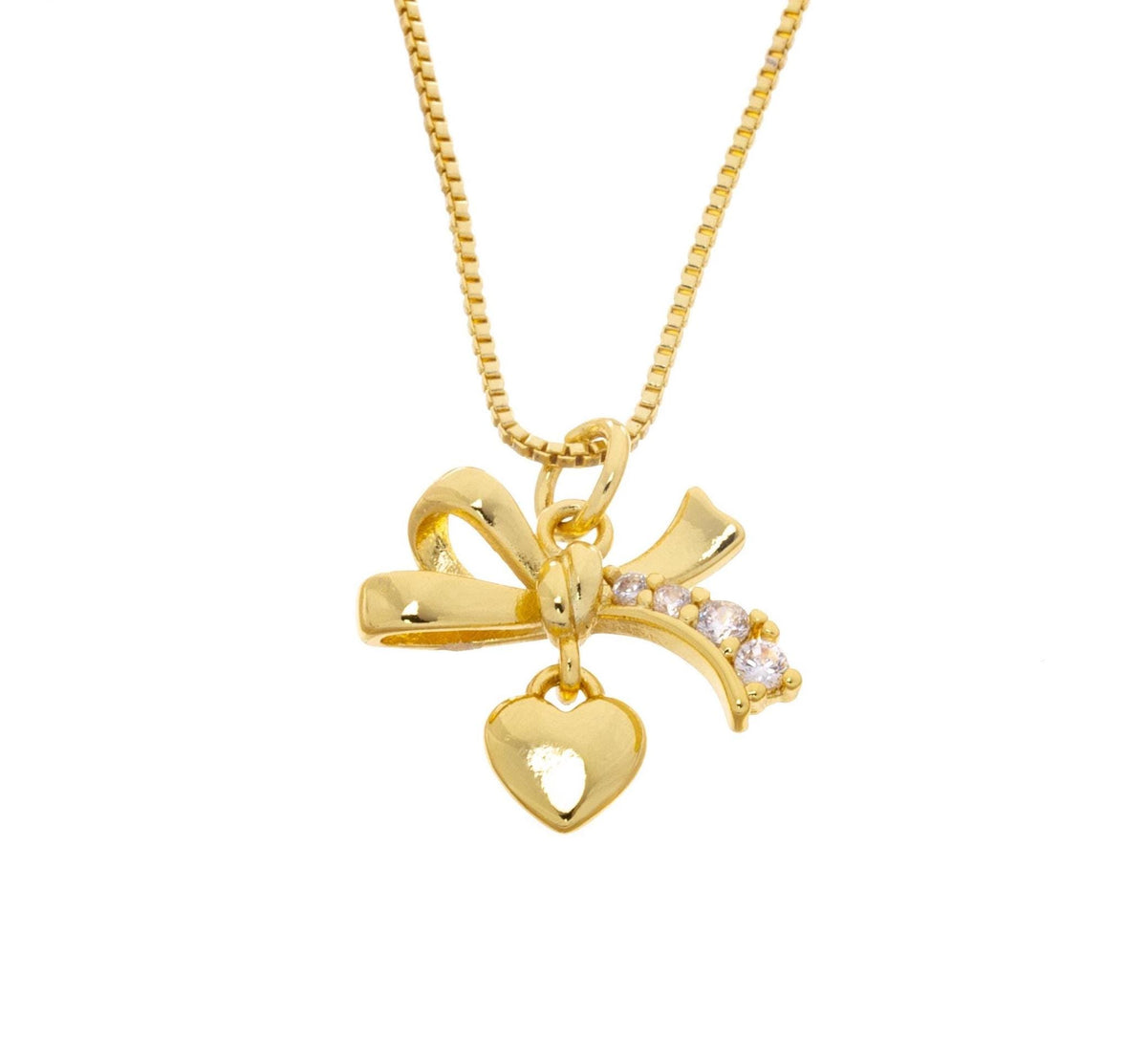 Gold Ribbon Bow Tie Heart Charm,Bow Tie CZ Gold Charm,Ribbon Bow Tie Heart Charm For Necklace Or Earrings,CZ Bow Tie Heart Charm,CPG2520