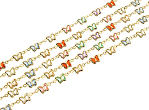 Colorful Butterfly Chain Gold,Rainbow Butterfly Charm Chain,Butterfly Gold Chain For Necklace,Bracelet & Anklet,CHG022