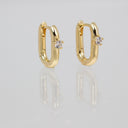 Gold Oval CZ Accent Huggies Earrings, ERG548