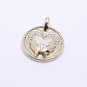 Gold Engraved Heart Token Pendant,CPG265