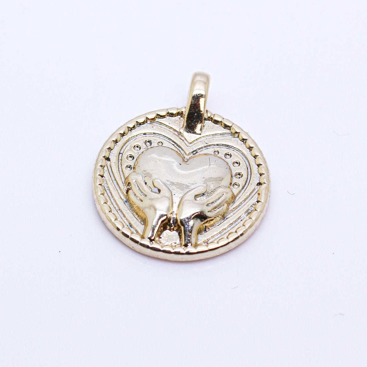 Gold Engraved Heart Token Pendant, 1 pc, or 10 pcs, WHOLESALE,CPG265