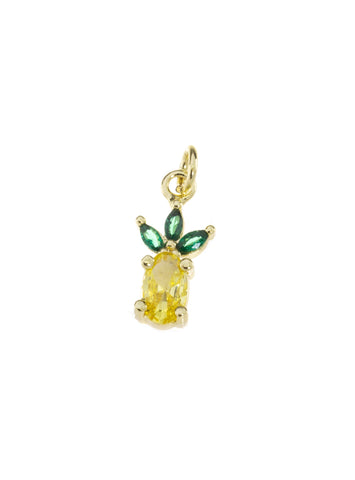 Dainty Gold Pineapple Charm,Tropical Fruit  Gold CZ Charm,Hawaiian Fruit Charm, 1 pc,5pcs or 10 pcs, WHOLESALE,CPG1142