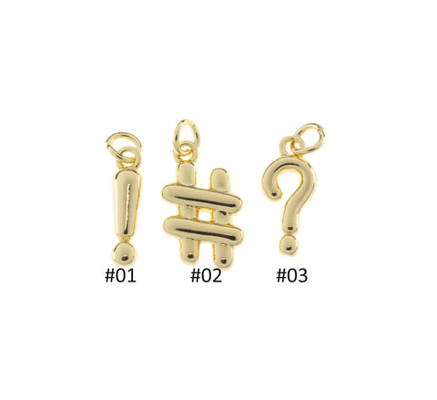 exclamation Mark Charm,Hashtag Symbol Charm,Question Mark Charm,Small Hashtag Gold Sign,Dainty Symbol Signs,CPG1162,CPG1163-CPG1164