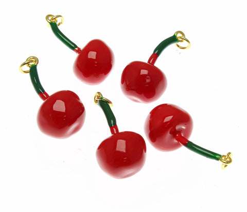 18k Cherry, Gold Dainty Charm, Red Cherry Dainty Charm, Small Fruit Charms, Farmers Market, Eclectic Jewelry, CPG2333