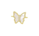 Butterfly Connector Charm,Gold Inlay MOP Butterfly CZ Connector Charm,Pave Butterfly Connector For Jewelry Making,CNG010