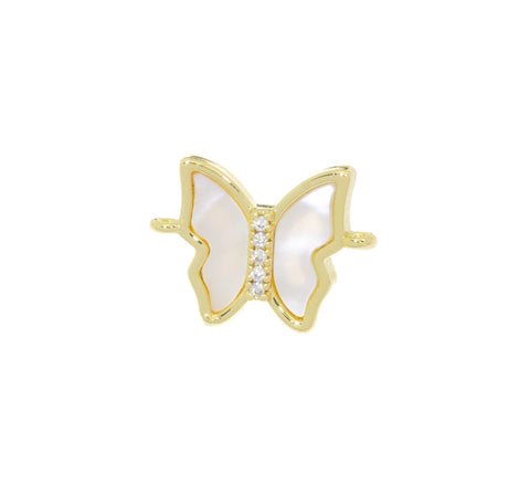 Butterfly Connector Charm,Gold Inlay MOP Butterfly CZ Connector Charm,Pave Butterfly Connector For Jewelry Making,CNG010