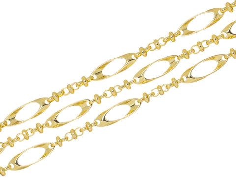 Gold Oval Link Alternating Chain,Shiny Smooth Gold Chain For Jewelry Making,Mix Oval And Round Link Chain For Necklace And Bracelet,CHG098