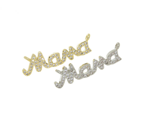 Gold or Silver Mama cz set cursive wordings pendant, Mother’s Day, Mother’s Day Gift, MAMA, Love Our Moms, 1 pc or 10pcs, Wholesale,CNG030