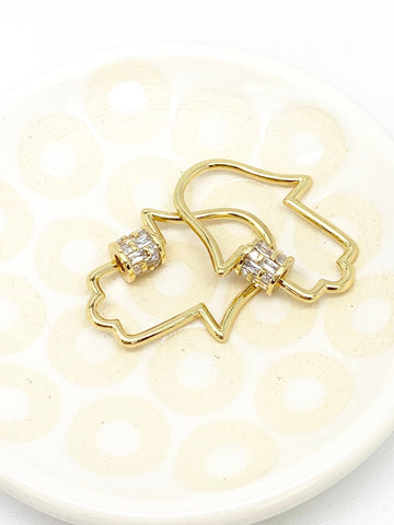 CZ Hand Screw Hamsa hand clasp, gold, silver, rosegold, gunmetal, WHOLESALE,CL232