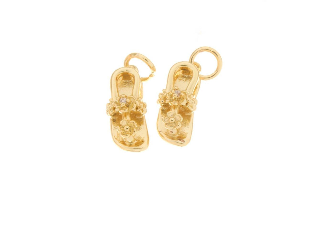 18k Gold Sandal, Gold Sandals, Golden Slippers Charm, Shoe lover Charm, Gifts for Her, CPG2462