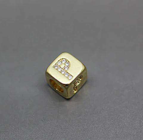 HOT SELLER Gold Alphabet Cubes, Gold Letter Cubes, M-R Letters, 9x9mm, 1pc, 5 pcs, 10 pcs, Wholesale
