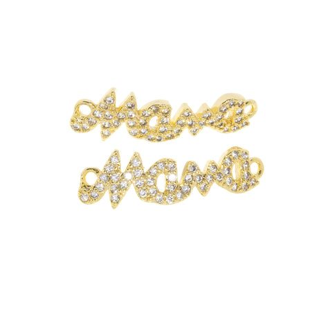 Mama Monogram Bracelet Charm,Mama Word Monogram Connector Charm,Mother’s Day Gift,Mama Pave CZ Monogram,1 pc,5pcs or 10pcs,Wholesale,CNG034