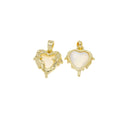 Melting Heart Pendant,Dripping Heart Charm,Gold Crying Heart Charm,Mother Of Pearl Heart Charm With Gold,1 pc,5 pcs Or 10pcs,WHOLESALECPG471