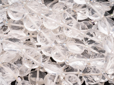 AA Natural Quartz Star Cut Disc Beads, 12mm disc, Natural Quartz beads, Natural Crystal Stone, Full Strand, DS019