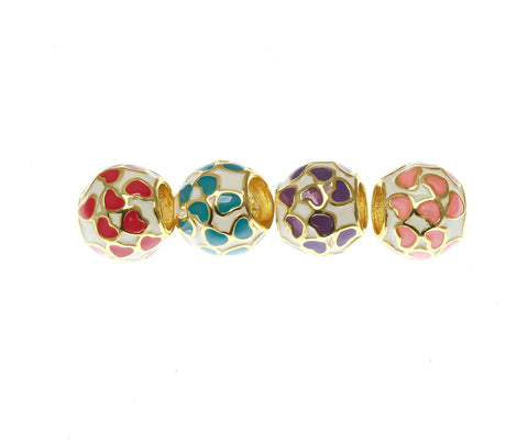 18k Gold Plated Heart spacer, Red, Pink, Purple, or Blue, Heart bead, Romantic Heart Charm or Pendant, SPG097